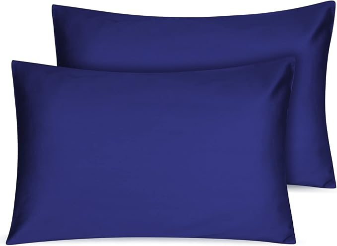 Organic Cotton Toddler Pillowcase 2 Pack, 14 x 20 Travel Pillow Case Cover for Babies, Kids, Boys and Girls, Soft and Breathable Small Pillow Cases with Envelope Closure, Navy Blue
