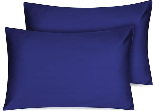 Organic Cotton Toddler Pillowcase 2 Pack, 14 x 20 Travel Pillow Case Cover for Babies, Kids, Boys and Girls, Soft and Breathable Small Pillow Cases with Envelope Closure, Navy Blue