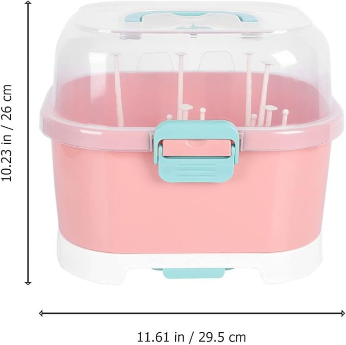 Kisangel Baby Bottle Drying Rack Dish Rack with Cover Bottles Storage Box Dish Strainer Basket for Kitchen Dish Drainers Racks