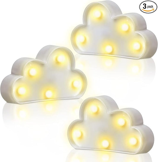 clothmile 3 Pcs LED Cloud Night Light Can Be Hung On The Wall Kids Room Room Light, Suitable for Birthday Party Holiday Decoration Baby Room Nursery Decoration (Cloud)