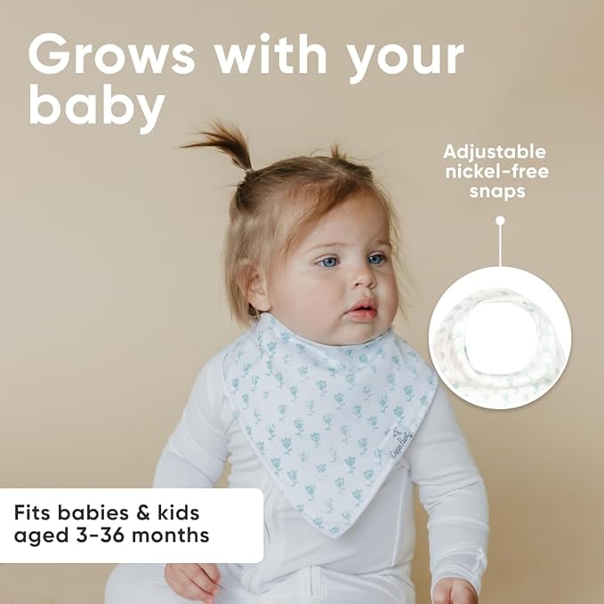 Copper Pearl 4 Pack Soft Cotton Baby Bibs for Drooling and Teething, Absorbent Drool Bibs for Baby Girl, Adjustable to Fit Newborns to Toddlers, Tons of Styles (Claire Set)