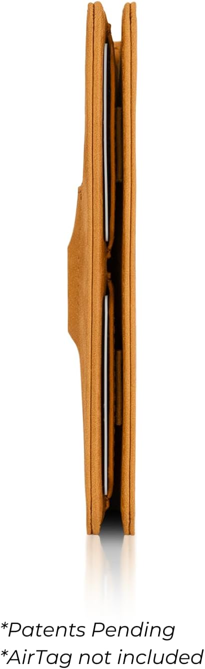 Kings Loot Passport Holder Wallet | RFID Blocking Leather Travel Wallet with Built-in Airtag Holder | Holds 1-6 Cards & Passport | Easy Pull Tab | Travel Wallets (Cognac)