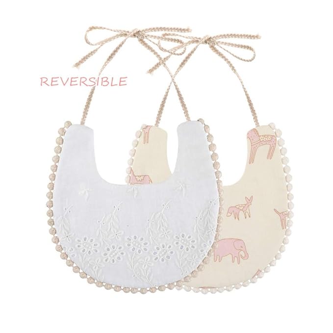 GZMM Baby Bib For Girls,Reversible Waterproof Handmade Natural Cotton Baby Drool Bib 0-12 months 4 Pack (floral mult-7, 0-12)