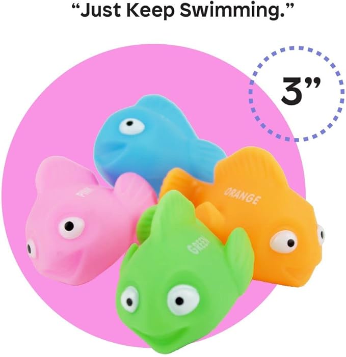 Boley 24 Piece Rainbow Fish Bath Toys – Colorful Floating Educational Pool Toys for Babies, Toddlers, and Kids – Perfect for Bath Tubs and Pool Games – Vibrant Colors and Soft Silicone Interiors