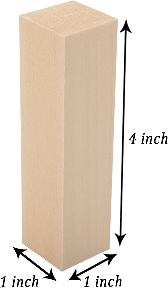 12 Pack Unfinished Basswood Carving Blocks Kit, Rectangular Wooden Blocks for DIY Carving, Crafting and Whittling for Adults Beginner and Experts(4 x 1 x 1 inch)