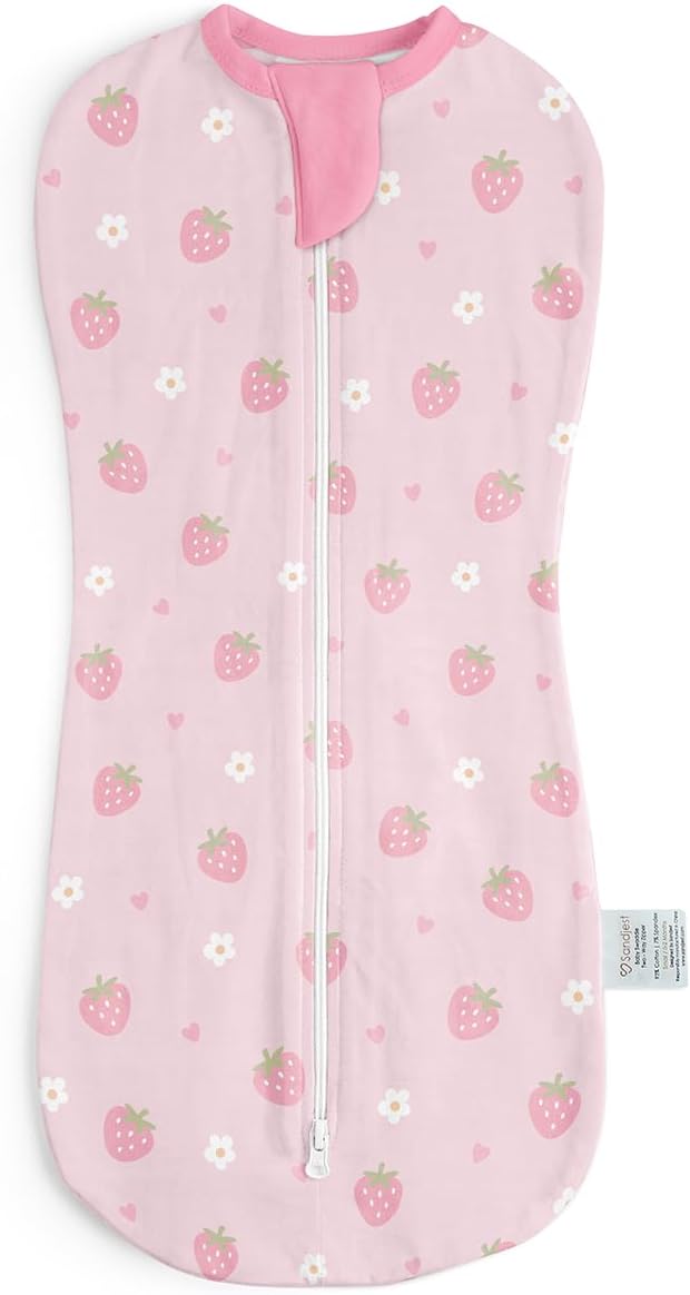 SANDJEST Baby Swaddle 0-2 Months, Cotton Arm-in Zipper Sleep Sack, Wearable Blankets Wrap for Newborn Infant Girls (Floral, Pack of 1)