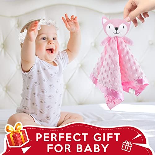 Pro Goleem Loveys for Babies - Soft Security Blanket Baby Snuggle Toy Newborn Stuffed Animals Baby Gifts for Girls, Pink Fox 16 Inch