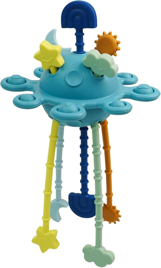 Food Grade Silicone Pull String Baby Toy, Montessori Pull String Sensory Toy for 6-12-18 Months Babies Teething Toys,Toddler Fidget Toys Birthday Gift for Infant/Toddler