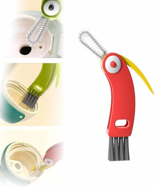 4 in 1 Multifunctional Cleaning Brush Set - Bottle & Cup Lid Cleaner, Gap & Tight Spaces, Portable (Red)