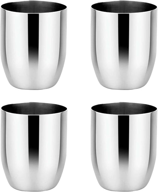 Ahimsa Stainless Steel Kids Cups - Pediatrician Designed Toddler Cup for Open Cup Training, 8oz, 100% BPA Free & Dishwasher Safe (Set of 4 Stainless Steel Cups)