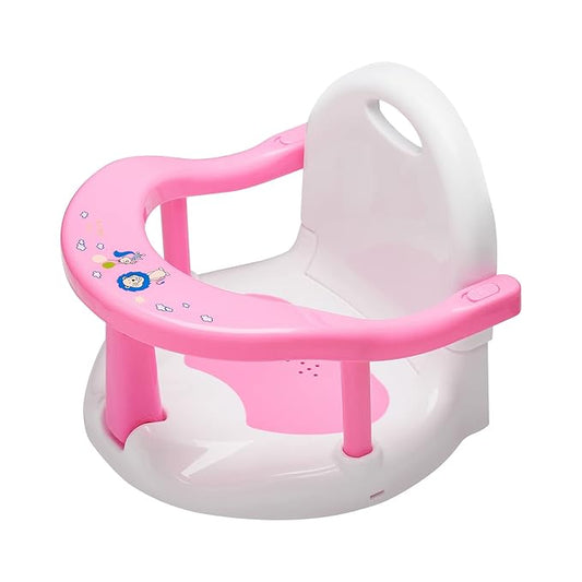 Foldable Baby Bathtub Seat, Non-Slip Infants Bath Chair for Tub, Cute Shaped Shower Seats, Surround Bathroom Seats for Newborns 6-18 Months (Baby Pink)