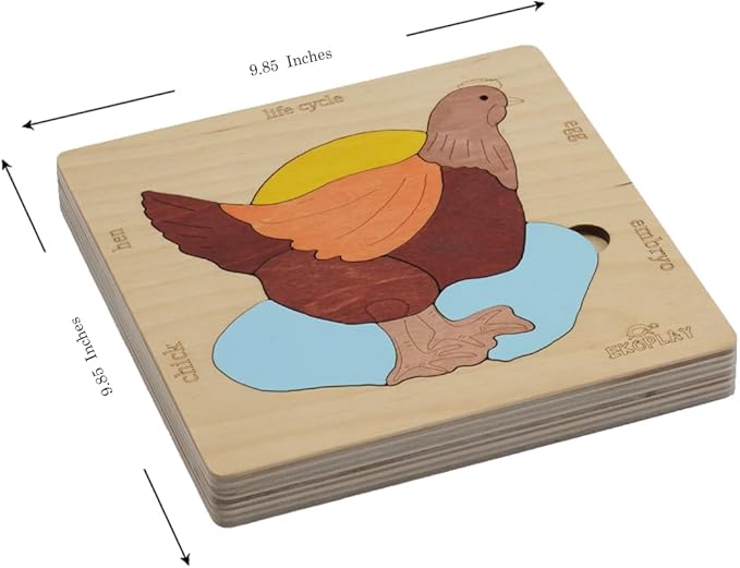 Life Cycle of A Chicken | 20 Piece Wooden Jigsaw Puzzle for Kids | for Preschool Kids, Learning Educational Toys Gifts for Boys & Girls 3+ Years