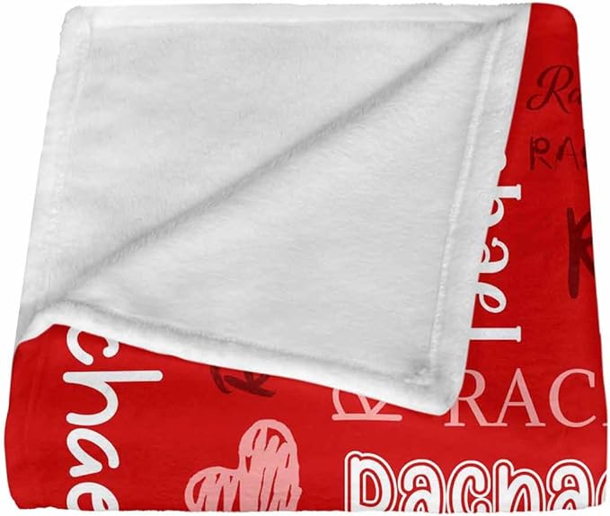 Custom Name Blanket for Girls Boys, Personalized Baby Blanket with Name, Red Hearts Pattern Blankets for Infant Toddler Birthday Christmas, Ultra-Soft & Cozy Blankets for Daughter Son Nephew Niece
