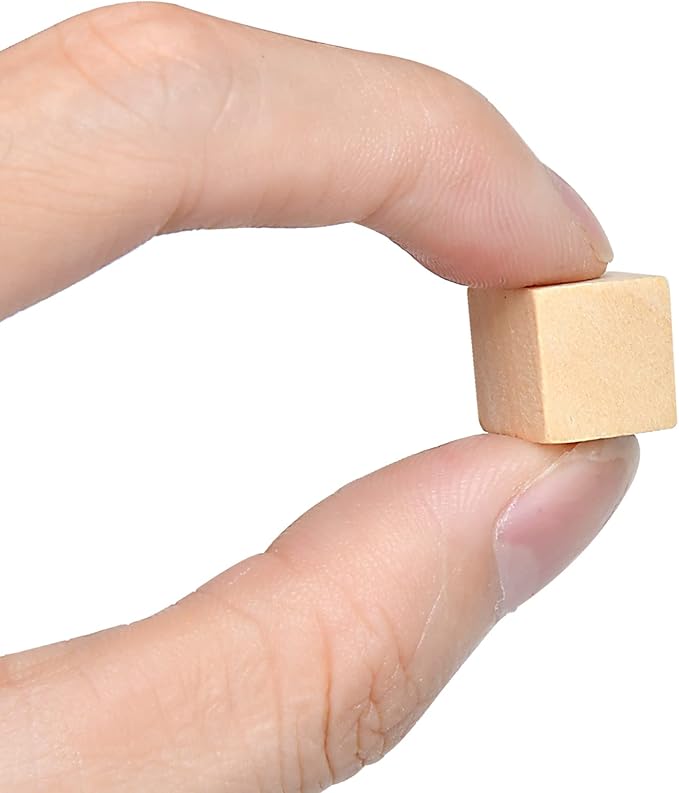 Supkiir Wood Craft Cubes, 100Pcs Wooden Craft Blocks with Holes, Unfinished Wood Cubes for DIY Projects Alphabet, Small Wooden Square Blocks (0.47in-12mm)