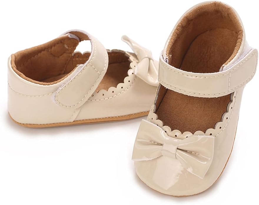 COSANKIM Baby Girls Mary Jane Flats Shoes Anti-Slip Rubber Sole Infant Toddler Princess Wedding Dress Shoes