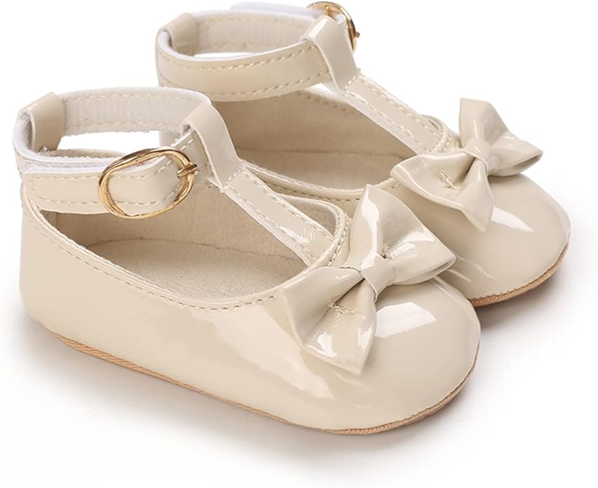 COSANKIM Baby Girls Mary Jane Flats Shoes Anti-Slip Rubber Sole Infant Toddler Princess Wedding Dress Shoes