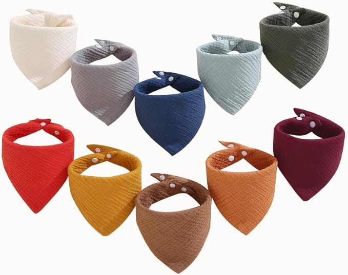 Muslin Bibs, 8 Pack Baby Bandana Drool Bibs,Extra Absorbent Soft Cotton,Baby Bib for Drooling and Teething