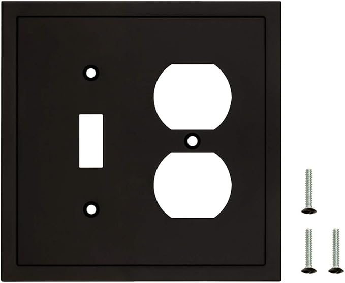 Modern Edge Decorative Wall Plate Switch Plate Outlet Cover, Durable Solid Zinc Alloy (Toggle/Duplex, Matte Black)