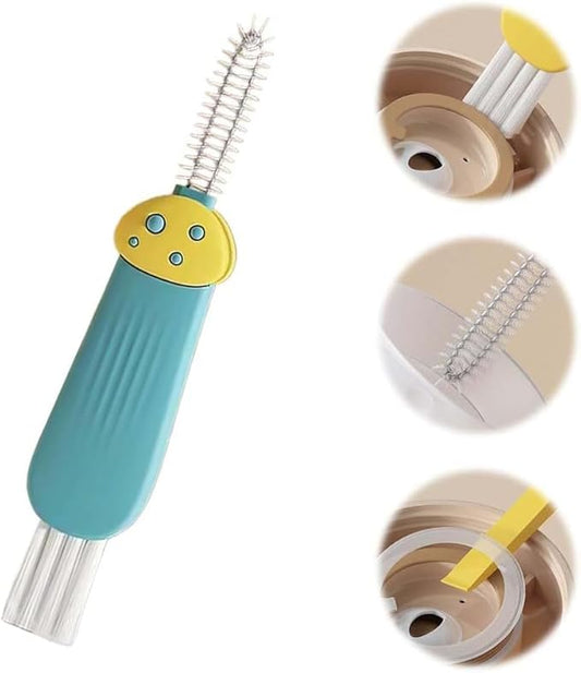 Mini Bottle Brush- Deep Clean Bottle Necks, Straws & Cup Lids, 3-in-1 Tight Space Scrubber for Water Bottles, Travel Mugs, Home Kitchen&Office. Dishwasher Safe(Green)