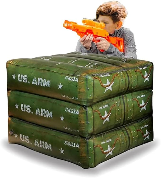 Army Boxes Combat Battlefield Inflatables, Compatible with Laser tag, Water Gun, Dart Gun, Perfect for Boys and Girls Birthday Activities. by Ninostar