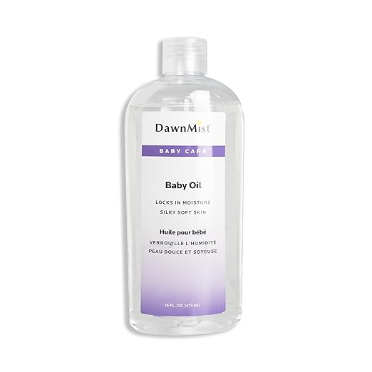 Dukal DawnMist Baby Oil with Dispensing Cap, 16 oz. Bottle (Pack of 12) – Hypoallergenic, Moisturizing Baby Skin Care, Gentle and Non-Irritating Formula
