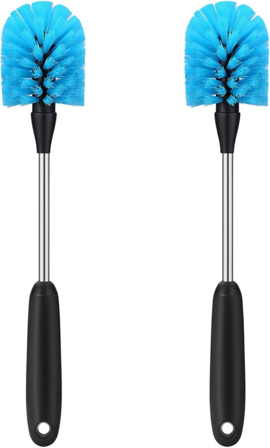 Stainless Steel Water Bottle Brush, Long Handle Scrubbing Brush, Built for Cleaning Sports Bottles, Baby Bottles, Cups, Coffee Mugs, Glasswares, Wine Decanters, Flask, 2 Pack, 13 in