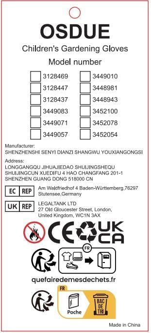 OSDUE Kids Gardening Gloves, 3 Pairs Gardening and DIY Gloves, Non-Slip Breathable Comfortable Safety Kid Suitable for Kids Under 5 Years Old Rubber Palm, Waterproof and Dustproof