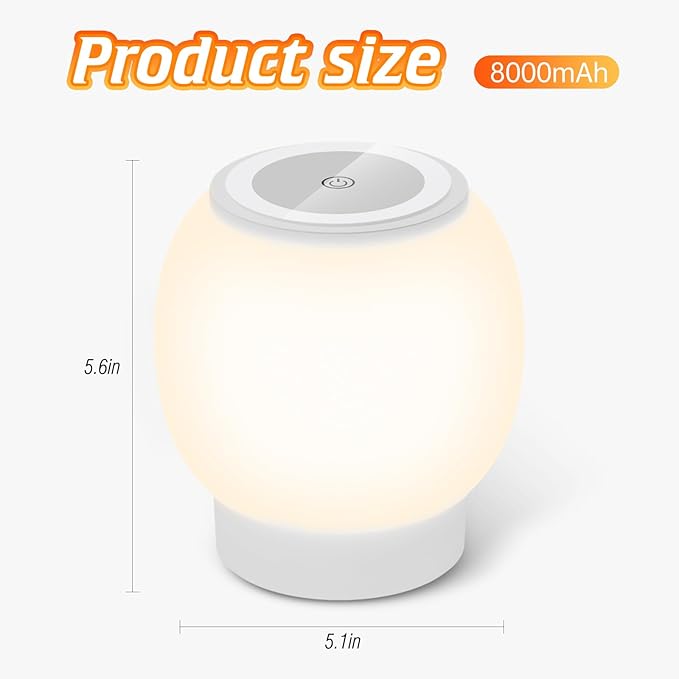 Baby Night Light, Nursery Night Lamp for Breastfeeding, Touch Night Lamp, Eye Caring, 3 color temperatures Stepless Dimming, Rechargeable Baby Night Light for Kids,8000mAh ultra large battery capacity