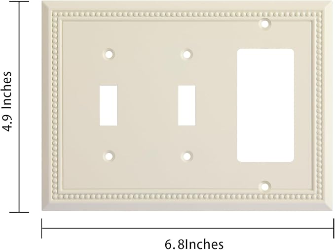 Henne Bery Sunken Pearls Heavy Duty Decorative Wall Plate Switch Plate Outlet Cover (Double Toggle/Single Decorator, Light Almond)