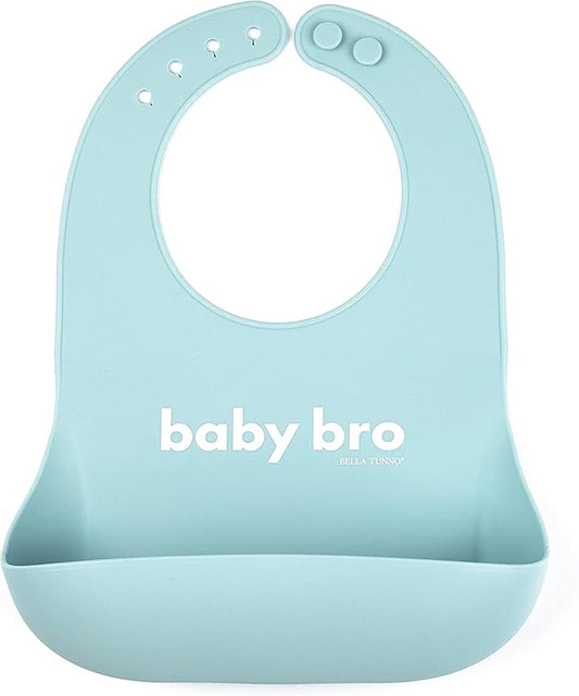 Baby Bib for Eating by Bella Tunno, Waterproof Silicone Bib with Large Food Catcher, Adjustable Fit for Babies 4-12 months & Toddlers 1-3 Years, Boys & Girls, Baby Bro