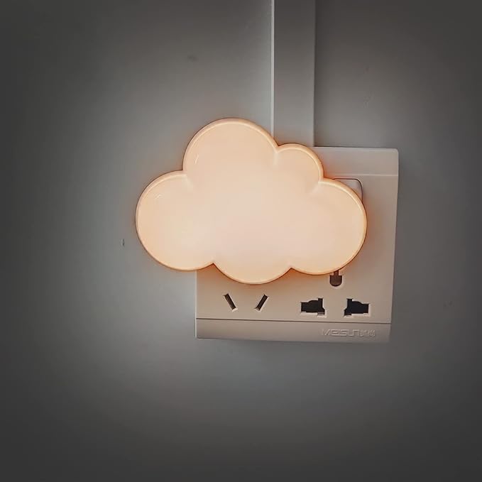 AUSAYE LED Night Light Plug in Lamp Light Sensor Cloud Night Light Energy-Saving Pretty Night Lights for Adults Kids NightLight White