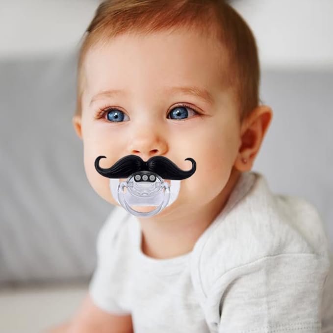 Funny Baby Pacifiers,Mustache Pacifiers 0-18 Months for Babies,Mustache Binky,Gift for Newborns,Infants,Toddlers,Baby Boys,BPA Free(Mustache Pacifiers)