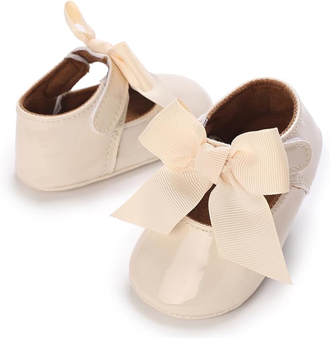 COSANKIM Baby Girls Mary Jane Flats Shoes Anti-Slip Rubber Sole Infant Toddler Princess Wedding Dress Shoes