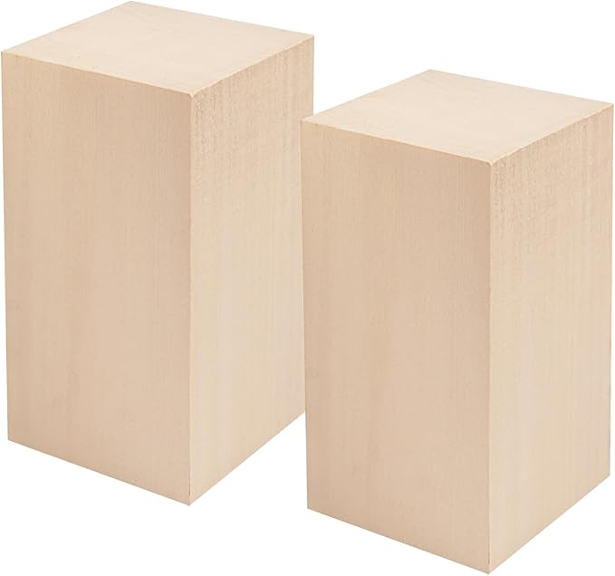 2 Pack Basswood Carving Blocks, 6x3x3 Inches Basswood Blocks for Beginner to Advanced Carvers, Ideal for DIY Projects and Gifts, Soft and Smooth, Easy Whittling and Carving,by GNIEMCKIN.