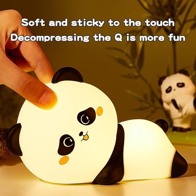 Cute Panda Night Light, with Two Actions: Sitting and Lying, Suitable for Desktop and Bedside Decoration, Rechargeable, dimmable, Touch Control, a Unique Gift for Family Members on Birthdays