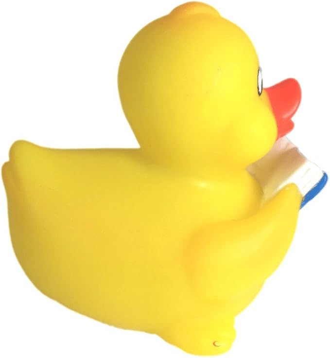 3" Reading Rubber Duck [Sealed Hole, Floats Upright] - Baby Safe Bathtub Bathing Toy
