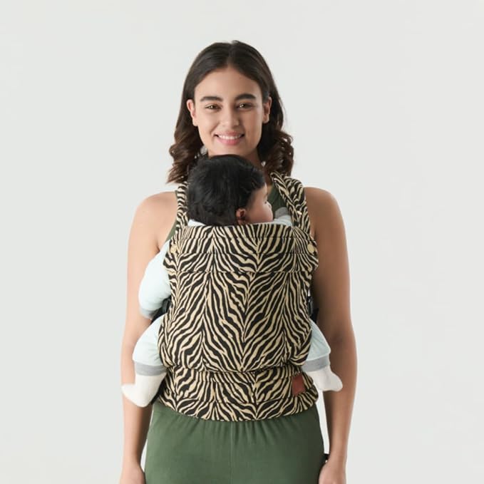 Baby Carrier for Newborns to Toddlers | Cozy Wrap with Lumbar Support | Soft Fabric, 7-35lbs Adjustable Fit | Brown Zebra Pattern