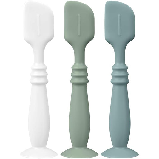 3 Packs Silicone Diaper Cream Applicator with Suction Base, Diaper Cream Spatula Applicator for Babies, Soft Silicone Diaper Cream Brush (White/Sage/Ether)