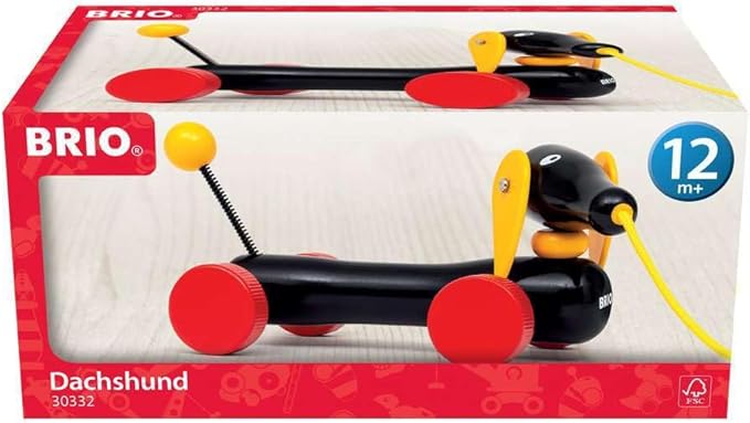 BRIO World - 30332 Pull Along Dachshund | Interactive Toddler Toy | Durable Wooden Construction | FSC Certified Sustainable Wood