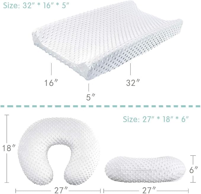iEvolve Minky Nursing Pillow Cover Breast Feeding Pillow Cover Slipcover U Shape for Baby Boy Girl,Cover Only(Pillow & Pad Cover Silvergrey, Pack of 2)