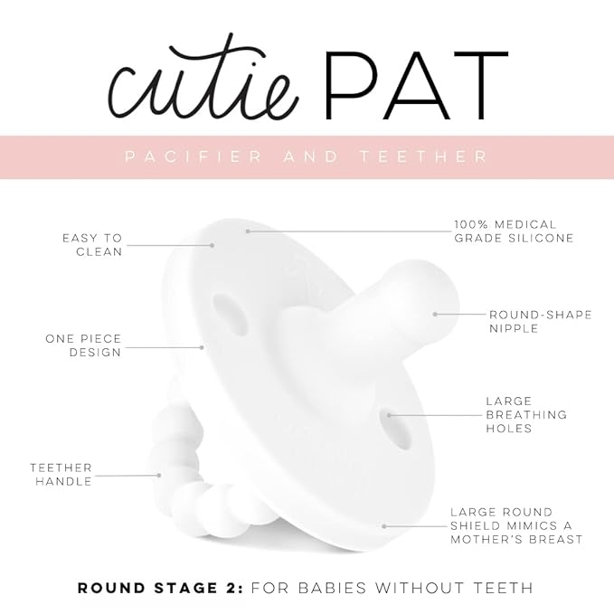 Ryan & Rose Cutie PAT Pacifier Teether (Stage 2, White)