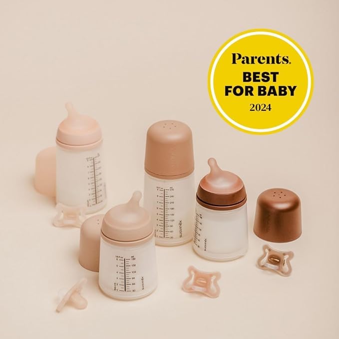 Suavinex Zero Zero Anti Colic Baby Bottle, No 1 Spanish Baby Bottle Brand, Minimizes Bottle Rejection & Nipple Confusion, Perfect for Combo Feeding, 2pk, 6oz/180mL, Deep Tone, Adaptable Flow Nipple