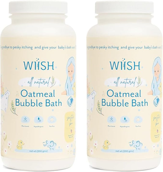 WIISH Baby Oatmeal Bubble Bath - Baby Bubble Bath for Sensitive Skin with 30% Colloidal Oatmeal | Aloe vera powder + Lavender powder Healing Ingredient, soothing Itchiness, Rashes, Dryness 32oz (520g)