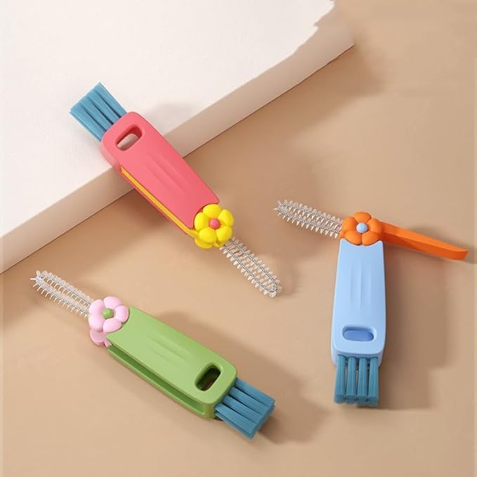 3 in 1 Cup Lid Cleaning Brush Set - Multifunctional Portable Cup Lid Cleaner with Crevice Brush for Tight Spaces