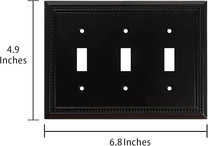Henne Bery Sunken Pearls Heavy Duty Decorative Wall Plate Switch Plate Outlet Cover (Triple Toggle, Matte Black)