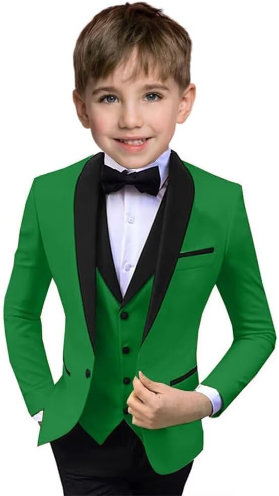 Boys Suit 3 Piece Ring Bearer Suit Kids Formal Jacket Vest Pants Suits Wedding Outfit for Party Prom Tuxedo