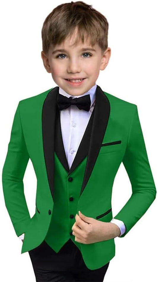 Boys Suit 3 Piece Ring Bearer Suit Kids Formal Jacket Vest Pants Suits Wedding Outfit for Party Prom Tuxedo