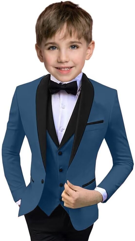 Boys Suit 3 Piece Ring Bearer Suit Kids Formal Jacket Vest Pants Suits Wedding Outfit for Party Prom Tuxedo