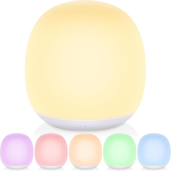 Night Light for Kids, Night Light for Baby Nursery, Color Changing&Dimmable Touch Control Egg Lamp Portable, Toddler Nightlight Silicone Lamp with Timer for Bedside, Camping, Easter (Green)
