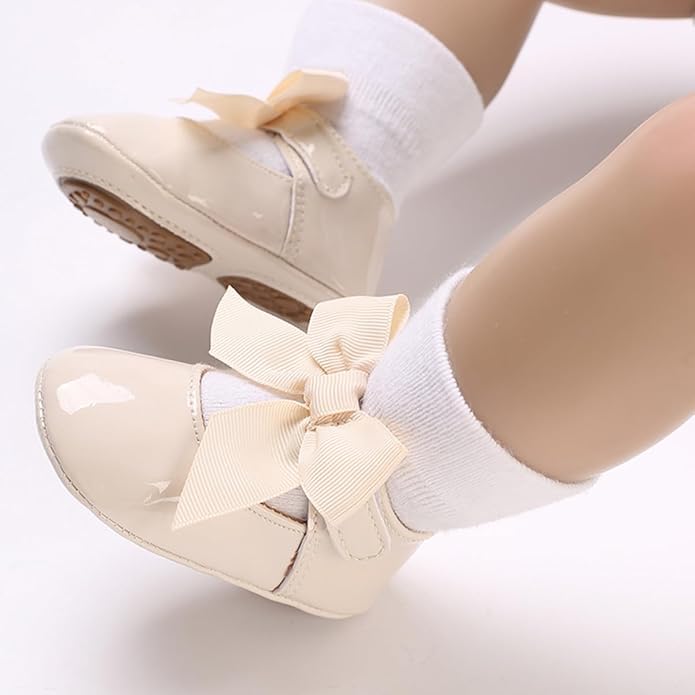 COSANKIM Baby Girls Mary Jane Flats Shoes Anti-Slip Rubber Sole Infant Toddler Princess Wedding Dress Shoes